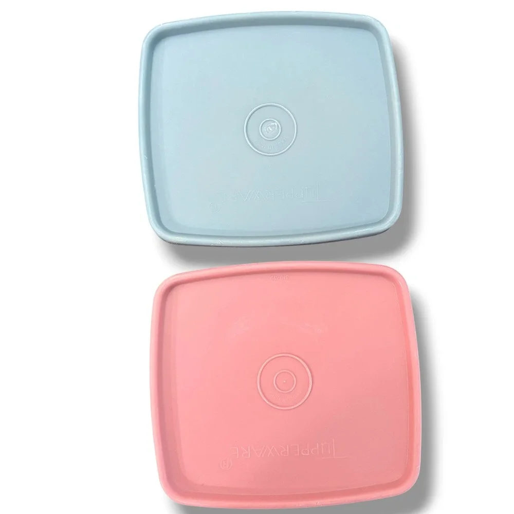 Vintage Tupperware Millionaire Line Lids 310 series Pastel Pink Blue Yellow 6pc